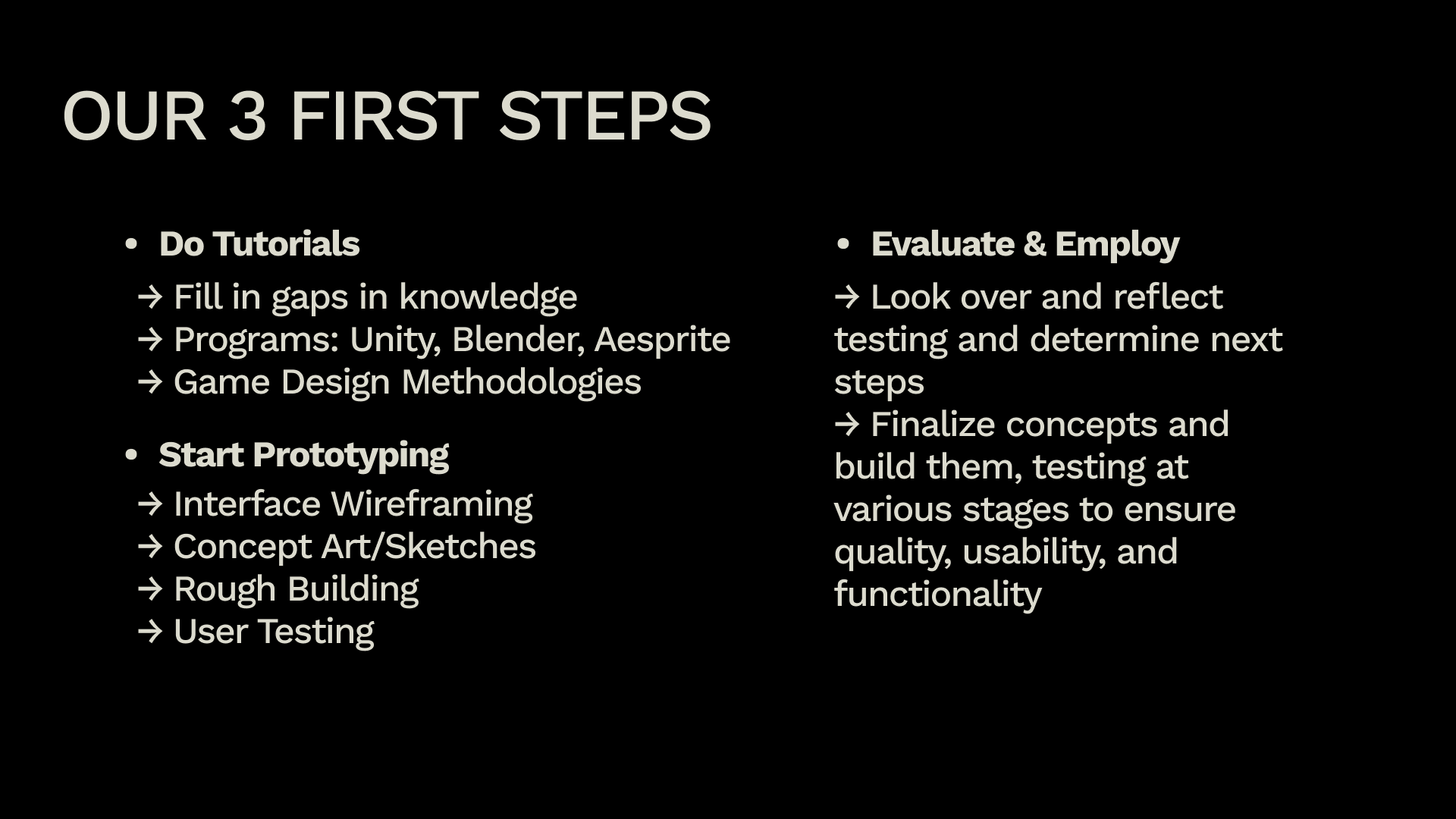 Slide 2 of our action research workshop activity. Here descriptions on what to focus on next are featured. It also can be used influence any active research we want to do lateron.