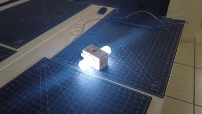 The final prototype of the gesture lamp for module 3. This lamp can be controlled without any physical touch, providing a variety of different controls through simple gestures.